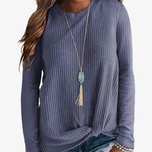 Amazon Women's Textured Indigo Long Sleeve Top